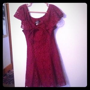 Dark Red Vintage Lace Dress